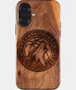 Eco-friendly Minnesota Timberwolves iPhone 17 Case - Carved Wood Custom Minnesota Timberwolves Gift For Him - Monogrammed Personalized iPhone 17 Cover By Engraved In Nature
