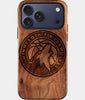 Eco-friendly Minnesota Timberwolves iPhone 17 Pro Case - Carved Wood Custom Minnesota Timberwolves Gift For Him - Monogrammed Personalized iPhone 17 Pro Cover By Engraved In Nature
