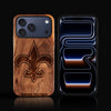 Custom New Orleans Saints iPhone 17/17 Pro/17 Pro Max/17 Air Case - Carved Wood Saints Cover
