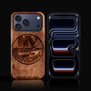 Custom New York Islanders iPhone 17/17 Pro/17 Pro Max/17 Air Case - Carved Wood Islanders Cover