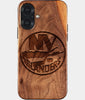 Eco-friendly New York Islanders iPhone 17 Case - Carved Wood Custom New York Islanders Gift For Him - Monogrammed Personalized iPhone 17 Cover By Engraved In Nature