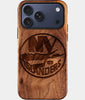 Eco-friendly New York Islanders iPhone 17 Pro Case - Carved Wood Custom New York Islanders Gift For Him - Monogrammed Personalized iPhone 17 Pro Cover By Engraved In Nature