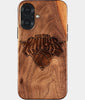 Eco-friendly New York Knicks iPhone 17 Case - Carved Wood Custom New York Knicks Gift For Him - Monogrammed Personalized iPhone 17 Cover By Engraved In Nature