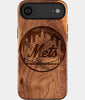 Eco-friendly New York Mets iPhone 17 Air Case - Carved Wood Custom New York Mets Gift For Him - Monogrammed Personalized iPhone 17 Air Cover By Engraved In Nature