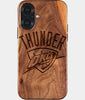 Eco-friendly OKC Thunder iPhone 17 Case - Carved Wood Custom OKC Thunder Gift For Him - Monogrammed Personalized iPhone 17 Cover By Engraved In Nature