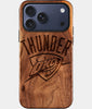 Eco-friendly OKC Thunder iPhone 17 Pro Case - Carved Wood Custom OKC Thunder Gift For Him - Monogrammed Personalized iPhone 17 Pro Cover By Engraved In Nature