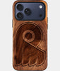 Eco-friendly Philadelphia Flyers iPhone 17 Pro Max Case - Carved Wood Custom Philadelphia Flyers Gift For Him - Monogrammed Personalized iPhone 17 Pro Max Cover By Engraved In Nature