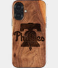 Eco-friendly Philadelphia Phillies iPhone 17 Case - Carved Wood Custom Philadelphia Phillies Gift For Him - Monogrammed Personalized iPhone 17 Cover By Engraved In Nature