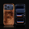 Custom Pittsburgh Pirates iPhone 17/17 Pro/17 Pro Max/17 Air Case - Carved Wood Pittsburgh Pirates Cover