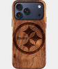 Custom Pittsburgh Steelers iPhone 17/17 Pro/17 Pro Max/17 Air Case - Wood Steelers Cover - Eco-friendly Pittsburgh Steelers iPhone 17 Case - Carved Wood Custom Pittsburgh Steelers Gift For Him - Monogrammed Personalized iPhone 17 Cover By Engraved In Nature