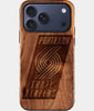 Eco-friendly Portland Trail Blazers iPhone 17 Pro Max Case - Carved Wood Custom Portland Trail Blazers Gift For Him - Monogrammed Personalized iPhone 17 Pro Max Cover By Engraved In Nature