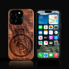 Custom Real Madrid C.F. iPhone 16/16 Pro/16 Pro Max/16 Plus Case - Carved Wood Real Madrid C.F. Cover