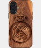Eco-friendly Real Madrid Cf iPhone 17 Case - Carved Wood Custom Real Madrid Cf Gift For Him - Monogrammed Personalized iPhone 17 Cover By Engraved In Nature