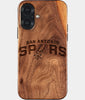 Eco-friendly San Antonio Spurs iPhone 17 Case - Carved Wood Custom San Antonio Spurs Gift For Him - Monogrammed Personalized iPhone 17 Cover By Engraved In Nature