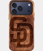 Eco-friendly San Diego Padres iPhone 17 Pro Max Case - Carved Wood Custom San Diego Padres Gift For Him - Monogrammed Personalized iPhone 17 Pro Max Cover By Engraved In Nature
