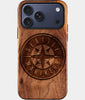 Eco-friendly Seattle Mariners iPhone 17 Pro Case - Carved Wood Custom Seattle Mariners Gift For Him - Monogrammed Personalized iPhone 17 Pro Cover By Engraved In Nature
