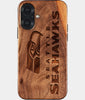 Eco-friendly Seattle Seahawks iPhone 17 Case - Carved Wood Custom Seattle Seahawks Gift For Him - Monogrammed Personalized iPhone 17 Cover By Engraved In Nature