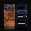 Custom St Louis Cardinals iPhone 17/17 Pro/17 Pro Max/17 Air Case - Carved Wood Cardinals Cover