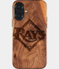 Eco-friendly Tampa Bay Rays iPhone 17 Case - Carved Wood Custom Tampa Bay Rays Gift For Him - Monogrammed Personalized iPhone 17 Cover By Engraved In Nature