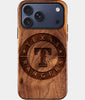 Eco-friendly Texas Rangers iPhone 17 Pro Case - Carved Wood Custom Texas Rangers Gift For Him - Monogrammed Personalized iPhone 17 Pro Cover By Engraved In Nature