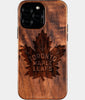 Custom Toronto Maple Leafs iPhone 16/16 Pro/16 Pro Max/16 Plus Case - Wood Maple Leafs Cover - Eco-friendly Toronto Maple Leafs iPhone 16 Case - Carved Wood Custom Toronto Maple Leafs Gift For Him - Monogrammed Personalized iPhone 16 Cover By Engraved In Nature