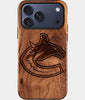 Eco-friendly Vancouver Canucks iPhone 17 Pro Case - Carved Wood Custom Vancouver Canucks Gift For Him - Monogrammed Personalized iPhone 17 Pro Cover By Engraved In Nature