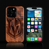 Custom Vegas Golden Knights iPhone 16/16 Pro/16 Pro Max/16 Plus Case - Carved Wood Golden Knights Cover
