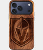 Eco-friendly Vegas Golden Knights iPhone 17 Pro Case - Carved Wood Custom Vegas Golden Knights Gift For Him - Monogrammed Personalized iPhone 17 Pro Cover By Engraved In Nature