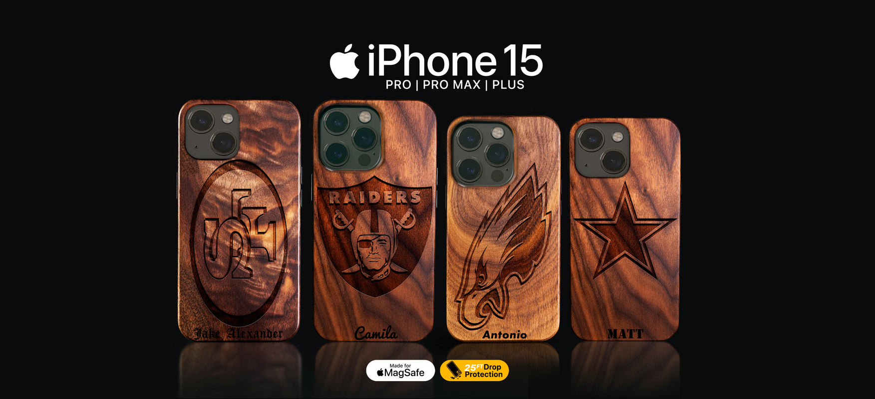 Personalized NFL Football iPhone 15, iPhone 15 Pro, iPhone 15 Pro Max, iPhone 15 Plus Cases Customized NFL Football Gifts For Fan MagSafe NFL iPhone Covers 2023 Christmas Gifts
