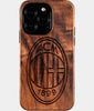 Eco-friendly AC Milan iPhone 16 Pro Case - Carved Wood Custom AC Milan Gift For Him - Monogrammed Personalized iPhone 16 Pro Cover By Engraved In Nature
