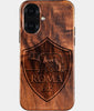 Eco-friendly AS Roma iPhone 16 Case - Carved Wood Custom AS Roma Gift For Him - Monogrammed Personalized iPhone 16 Cover By Engraved In Nature