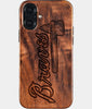 Eco-friendly Atlanta Braves iPhone 16 Plus Case - Carved Wood Custom Atlanta Braves Gift For Him - Monogrammed Personalized iPhone 16 Plus Cover By Engraved In Nature