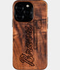 Eco-friendly Atlanta Braves iPhone 16 Pro Case - Carved Wood Custom Atlanta Braves Gift For Him - Monogrammed Personalized iPhone 16 Pro Cover By Engraved In Nature