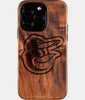 Eco-friendly Baltimore Orioles iPhone 16 Pro Case - Carved Wood Custom Baltimore Orioles Gift For Him - Monogrammed Personalized iPhone 16 Pro Cover By Engraved In Nature