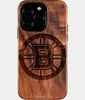 Eco-friendly Boston Bruins iPhone 16 Pro Case - Carved Wood Custom Boston Bruins Gift For Him - Monogrammed Personalized iPhone 16 Pro Cover By Engraved In Nature