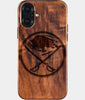 Eco-friendly Buffalo Sabres iPhone 16 Plus Case - Carved Wood Custom Buffalo Sabres Gift For Him - Monogrammed Personalized iPhone 16 Plus Cover By Engraved In Nature