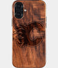 Eco-friendly Calgary Flames iPhone 16 Plus Case - Carved Wood Custom Calgary Flames Gift For Him - Monogrammed Personalized iPhone 16 Plus Cover By Engraved In Nature