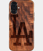 Eco-friendly Classic Los Angeles Dodgers iPhone 16 Plus Case. Dodgers 2025 World Series Cases. Carved Wood Custom Los Angeles Dodgers Gift For Him - Monogrammed Personalized iPhone 16 Plus Cover By Engraved In Nature