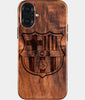 Eco-friendly FC Barcelona iPhone 16 Plus Case - Carved Wood Custom FC Barcelona Gift For Him - Monogrammed Personalized iPhone 16 Plus Cover By Engraved In Nature