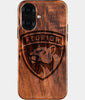 Eco-friendly Florida Panthers iPhone 16 Case - Carved Wood Custom Florida Panthers Gift For Him - Monogrammed Personalized iPhone 16 Cover By Engraved In Nature
