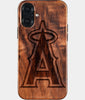 Eco-friendly Los Angeles Angels iPhone 16 Plus Case - Carved Wood Custom Los Angeles Angels Gift For Him - Monogrammed Personalized iPhone 16 Plus Cover By Engraved In Nature