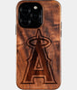 Eco-friendly Los Angeles Angels iPhone 16 Pro Case - Carved Wood Custom Los Angeles Angels Gift For Him - Monogrammed Personalized iPhone 16 Pro Cover By Engraved In Nature