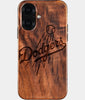 Eco-friendly Los Angeles Dodgers iPhone 16 Case. Dodgers 2025 World Series Cases. Carved Wood Custom Los Angeles Dodgers Gift For Him - Monogrammed Personalized iPhone 16 Cover By Engraved In Nature
