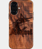 Eco-friendly Miami Marlins iPhone 16 Case - Carved Wood Custom Miami Marlins Gift For Him - Monogrammed Personalized iPhone 16 Cover By Engraved In Nature