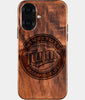 Eco-friendly Minnesota Twins iPhone 16 Case - Carved Wood Custom Minnesota Twins Gift For Him - Monogrammed Personalized iPhone 16 Cover By Engraved In Nature