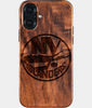 Eco-friendly New York Islanders iPhone 16 Plus Case - Carved Wood Custom New York Islanders Gift For Him - Monogrammed Personalized iPhone 16 Plus Cover By Engraved In Nature