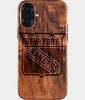 Eco-friendly New York Rangers iPhone 16 Plus Case - Carved Wood Custom New York Rangers Gift For Him - Monogrammed Personalized iPhone 16 Plus Cover By Engraved In Nature