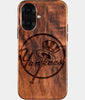 Eco-friendly New York Yankees iPhone 16 Case - Carved Wood Custom New York Yankees Gift For Him - Monogrammed Personalized iPhone 16 Cover By Engraved In Nature