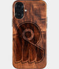 Eco-friendly Philadelphia Flyers iPhone 16 Plus Case - Carved Wood Custom Philadelphia Flyers Gift For Him - Monogrammed Personalized iPhone 16 Plus Cover By Engraved In Nature