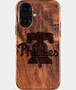 Eco-friendly Philadelphia Phillies iPhone 16 Case - Carved Wood Custom Philadelphia Phillies Gift For Him - Monogrammed Personalized iPhone 16 Cover By Engraved In Nature